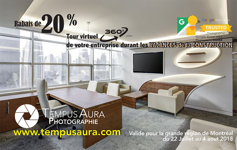20% de rabais sur les tours virtuels 360 pour la période des vacances de la construction